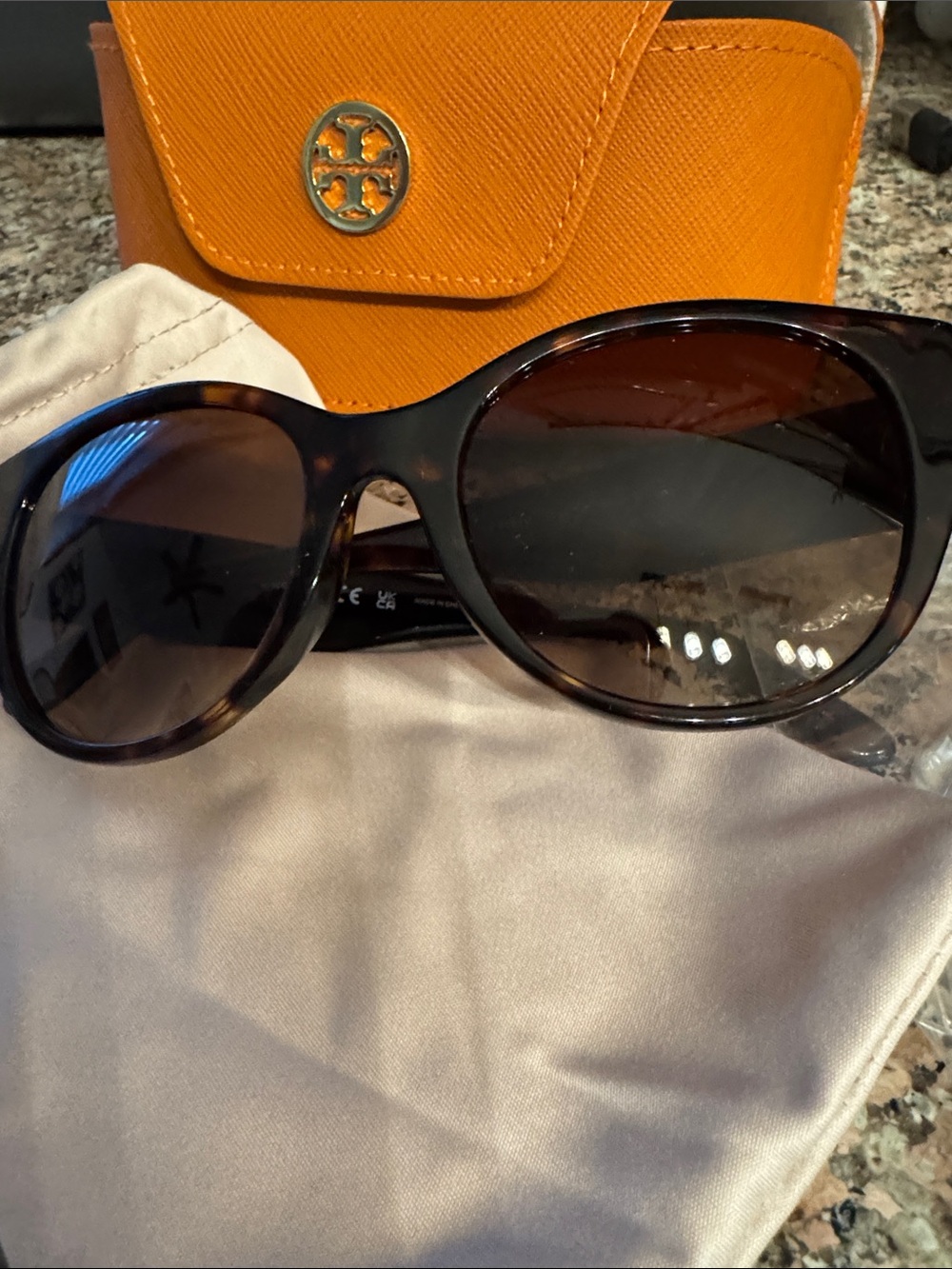 Tory Burch Tortoiseshell Women's Sunglasses with Orange Case